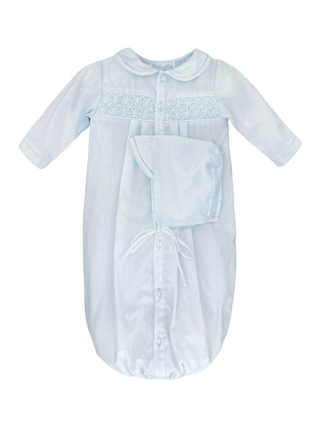 Blue Smocked Converter Gown Set