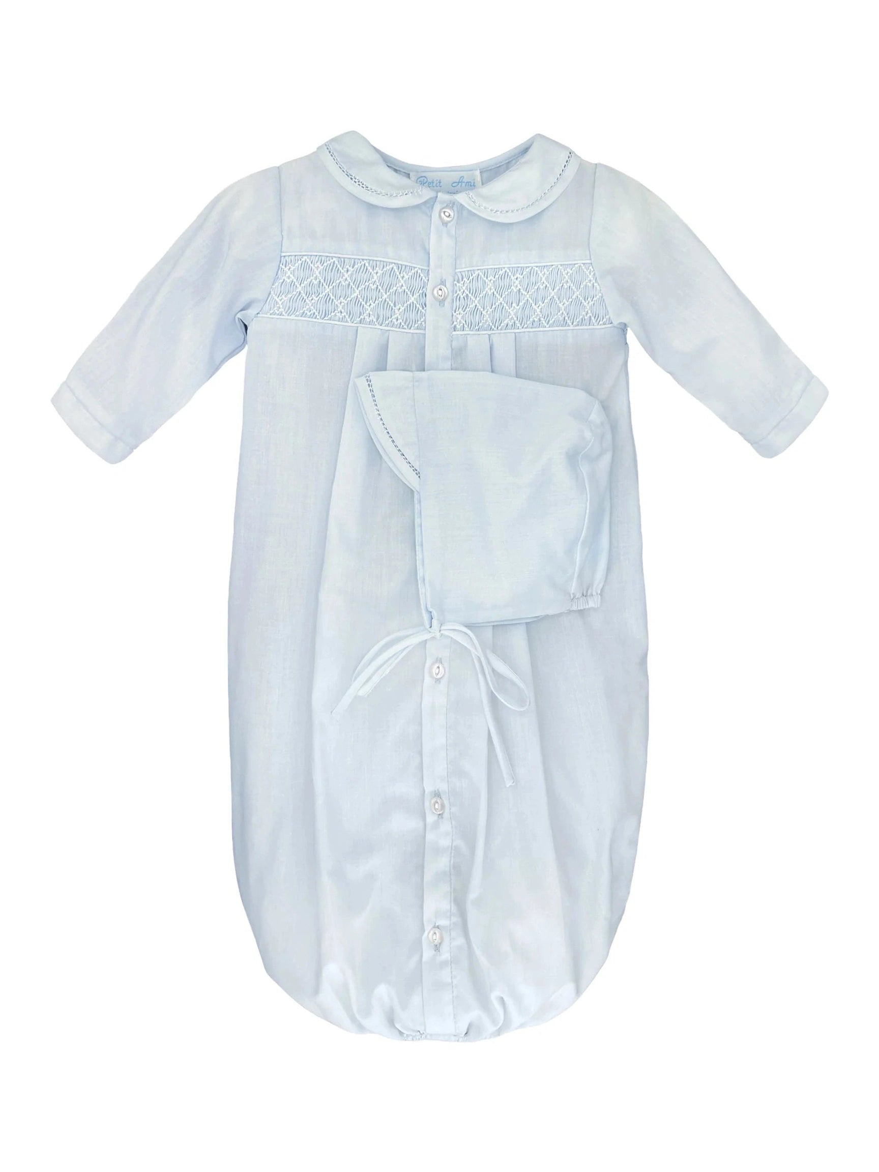 Blue Smocked Converter Gown Set