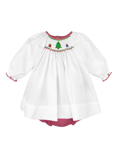 Christmas Tree Smocked Bloomer Set