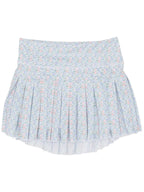 Grand Blue Flowers Mini Pleated Skort