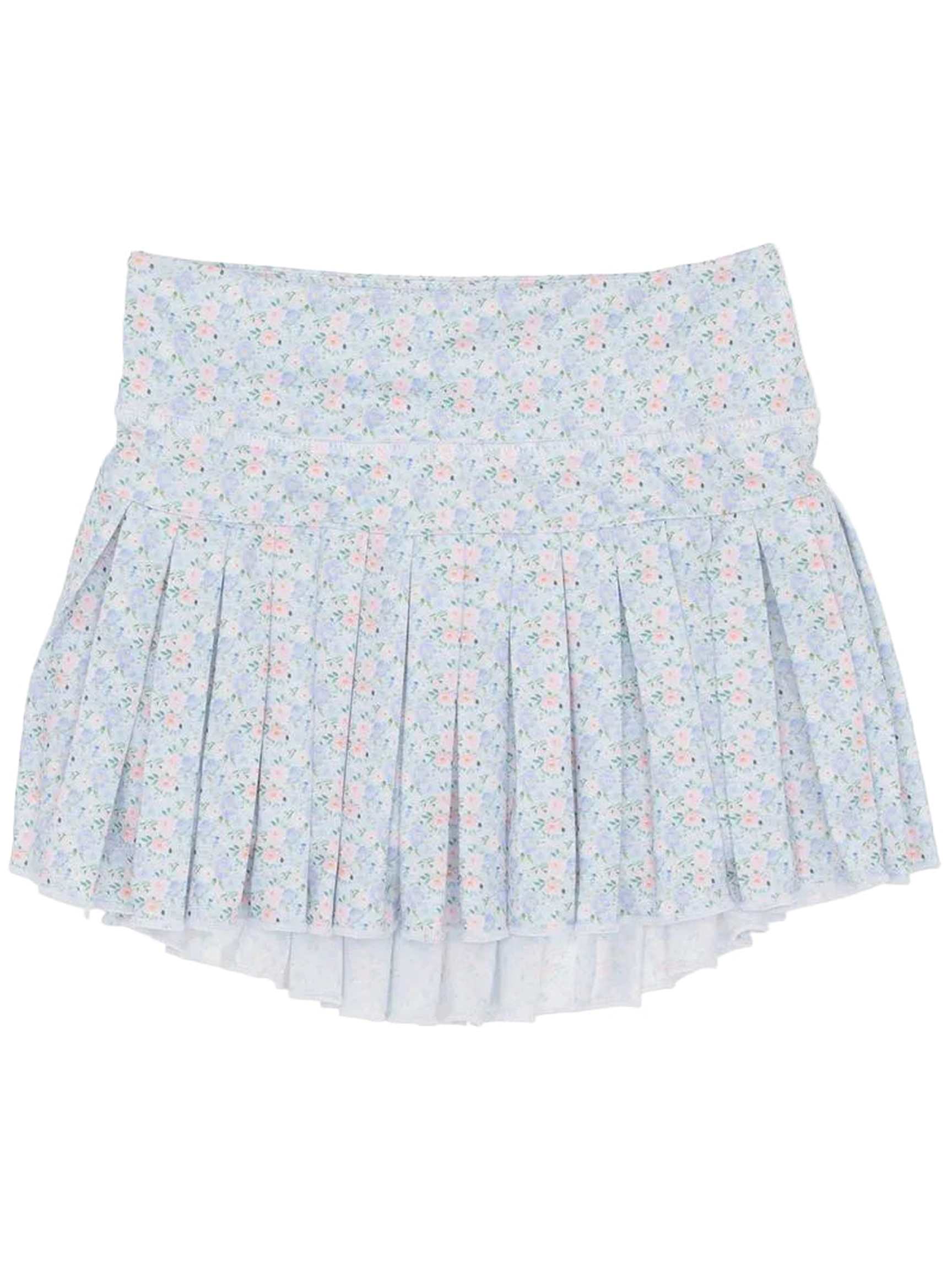 Grand Blue Flowers Mini Pleated Skort