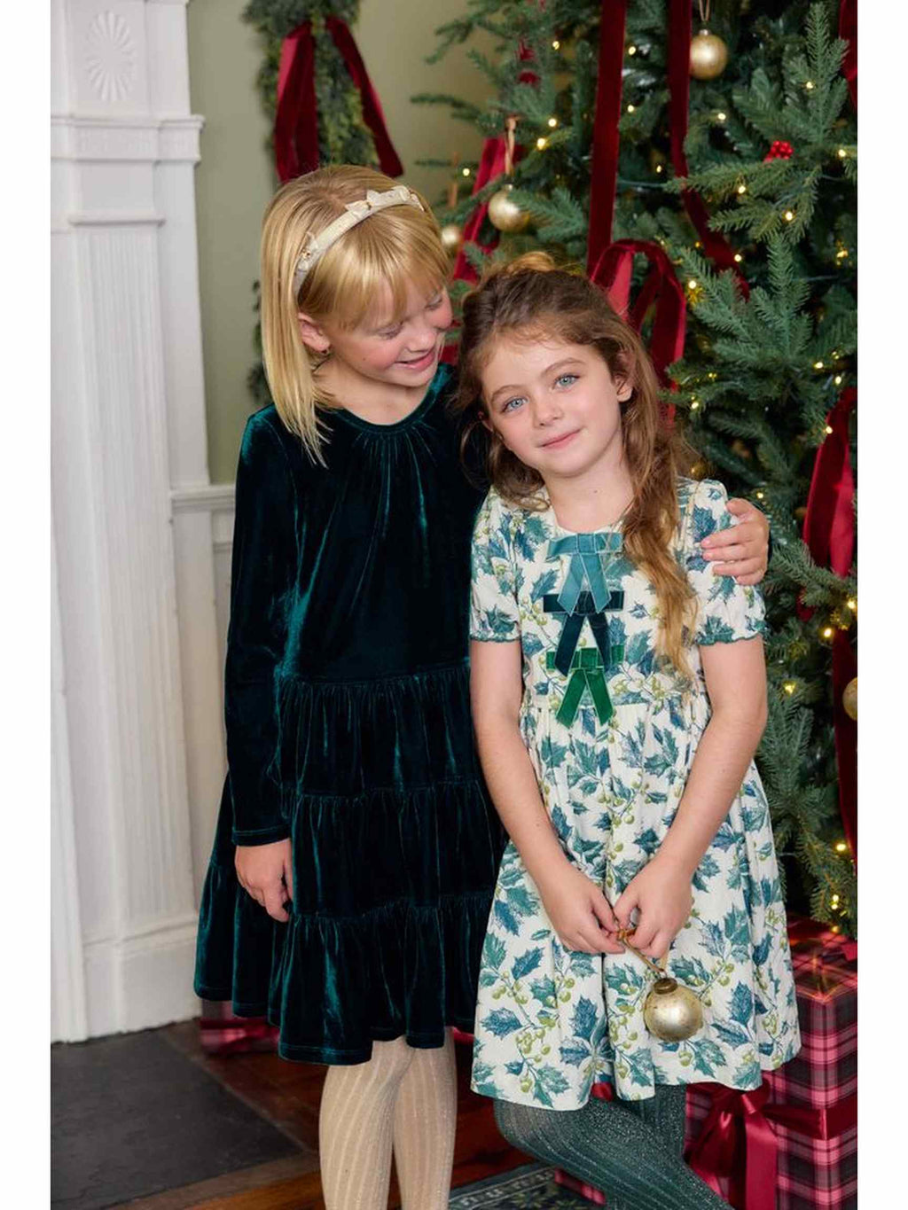 Girls Hermione Dress - Green Holly