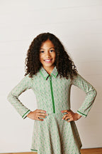 Olive Ditsy Floral L/S Tennis Dress