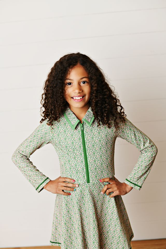 Olive Ditsy Floral L/S Tennis Dress