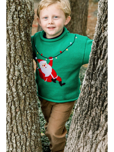 Roll Neck Kelly Green Sweater - Santa