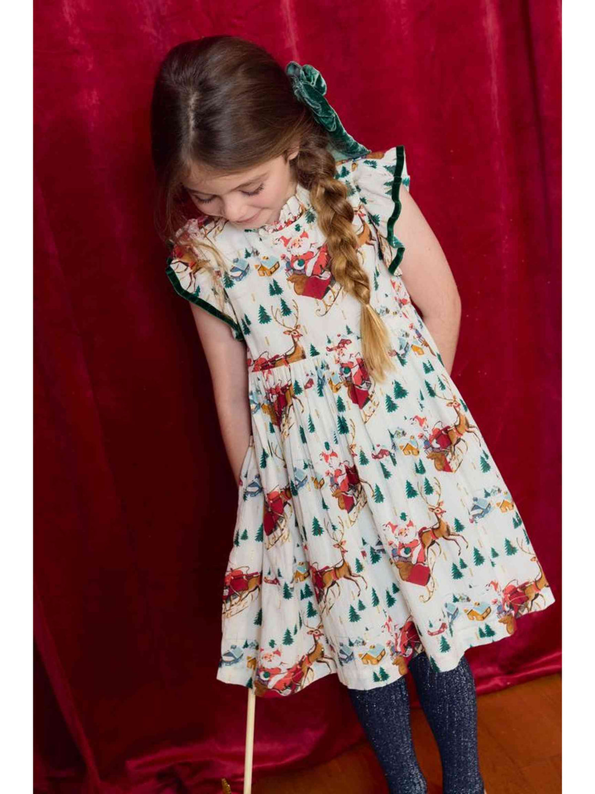 PRE-ORDER Jennifer Dress - Santa Sleigh