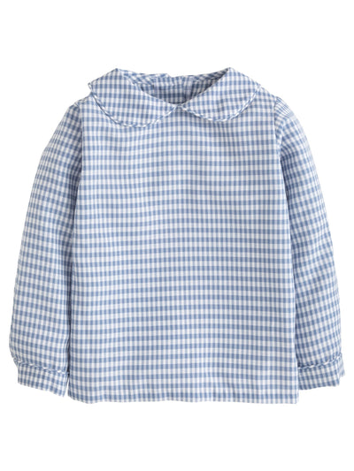 Peter Pan Long Sleeve Shirt - Gray Blue Gingham