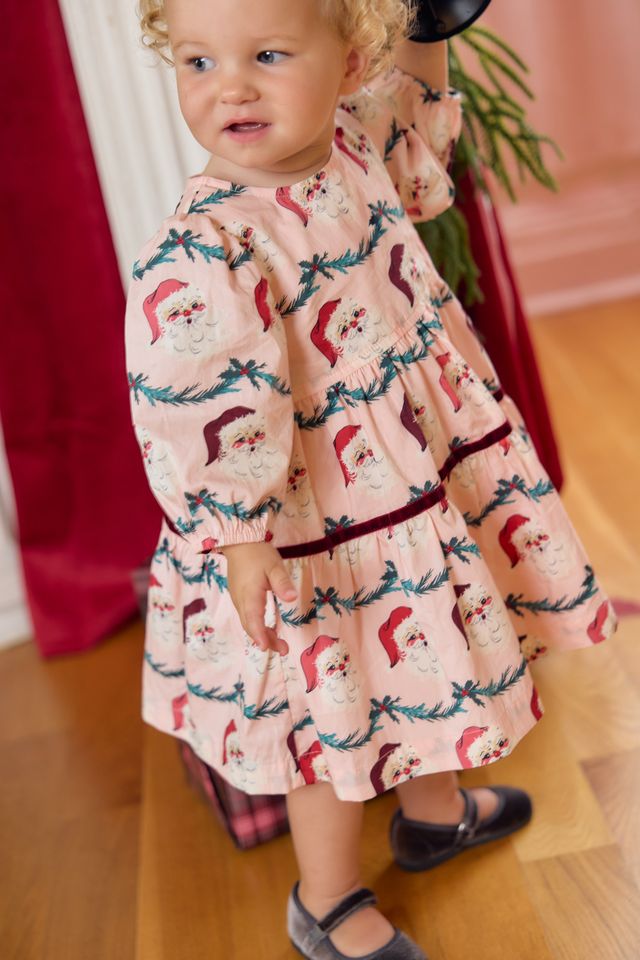 Baby Girls Maribelle Dress Set- Santa Garland
