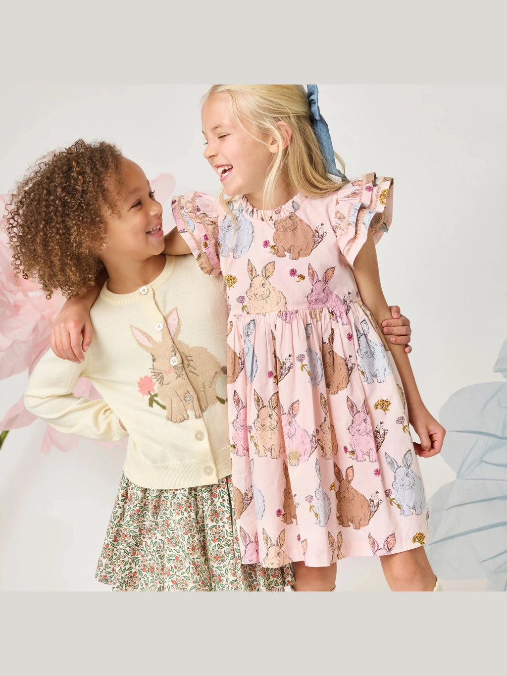 Jennifer Double Ruffle Dress - Vintage Bunnies - Posh Tots Children's Boutique