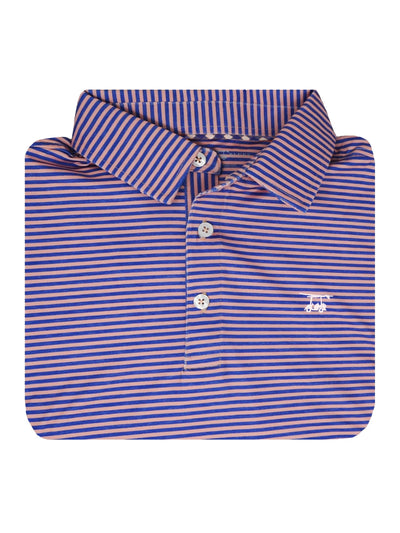 Albatross Youth Polo - Peach/Heather Royal Stripe