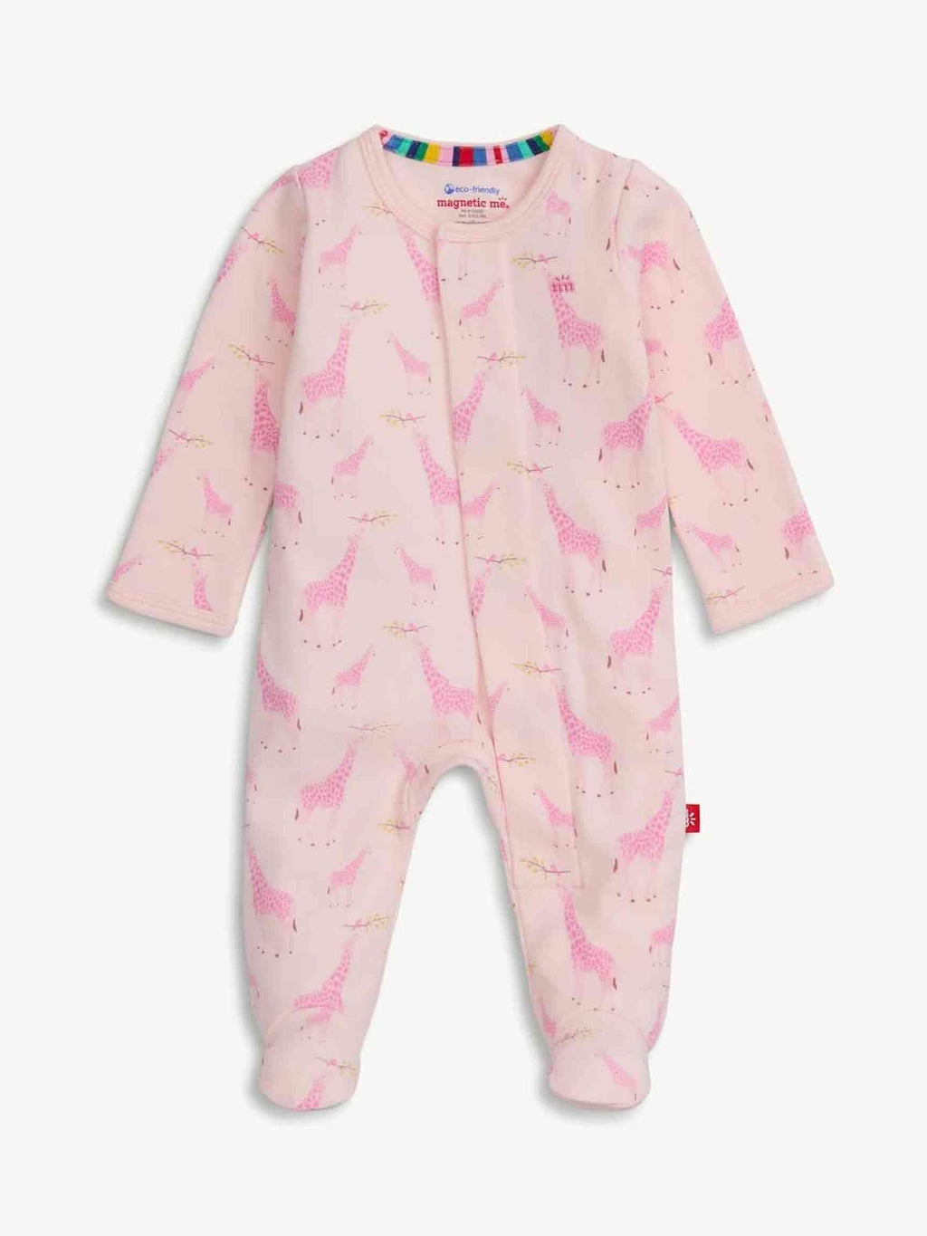 Pink Jolie Giraffe Organic Cotton Girl Footie