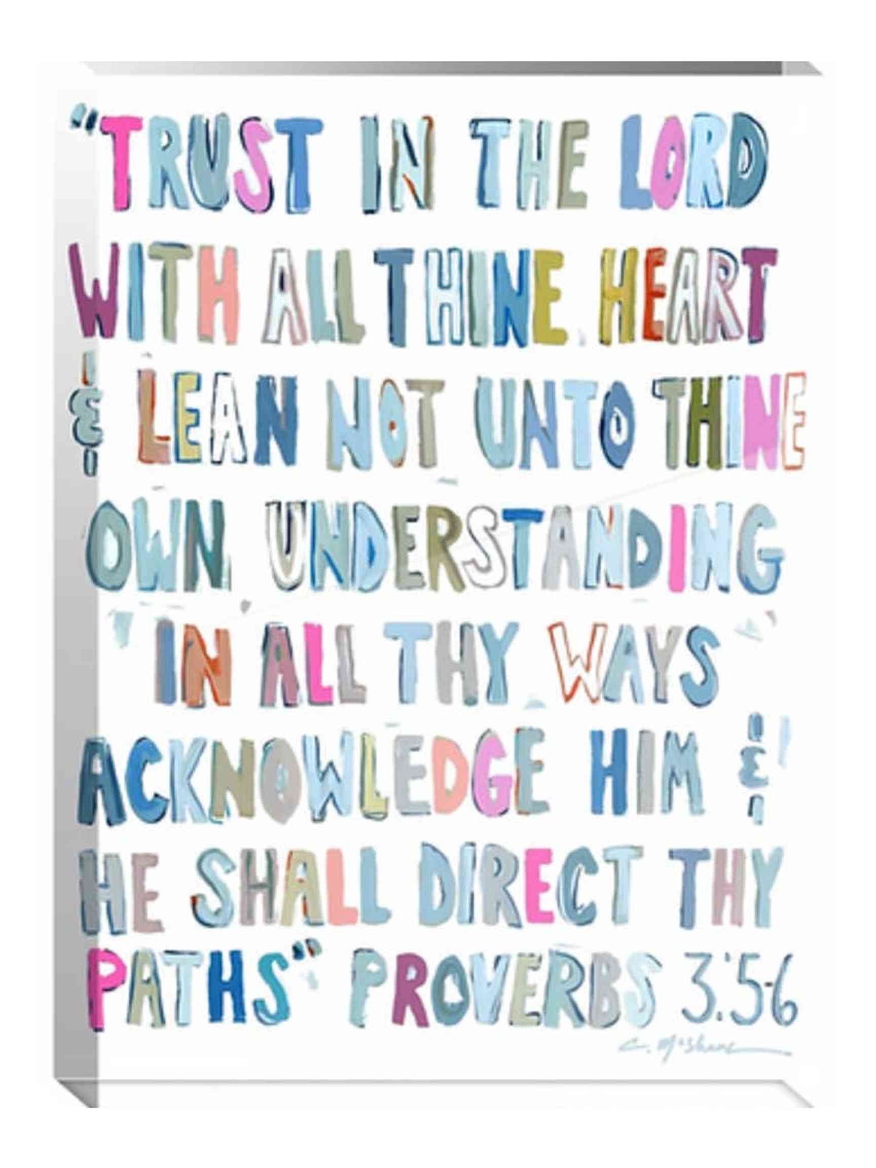 "Proverbs 3: 5-6" acrylic shelfie