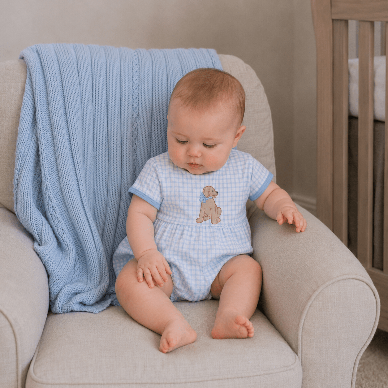 Puppy Playtime Applique Bubble - Light Blue