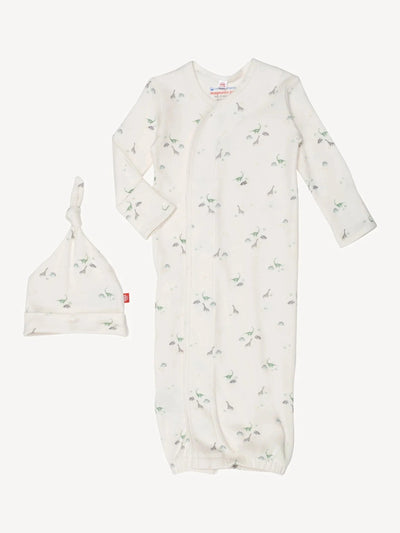 Tiny Diny Organic Cotton Magnetic Gown & Hat Set