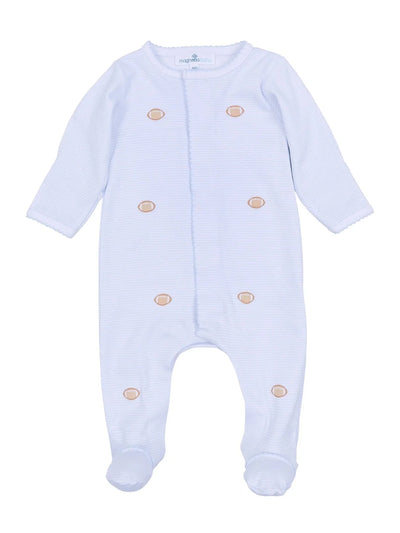 Touchdown Cutie Embroidered Footie - Light Blue