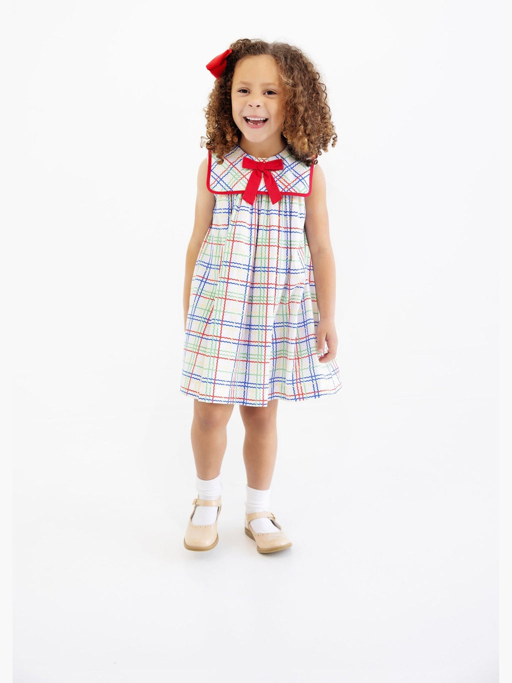 Sleeveless Stewart's Square Collar Dress