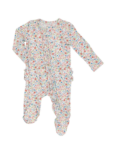 Two Way Ruffle Zipper Footie - Dainty Floral