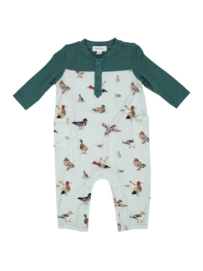 Romper w/ Contrast Sleeve - Ducks