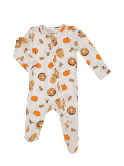Two Way Zippered Footie - Pumpkin Spice Latte