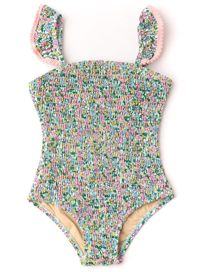 Ditsy Floral Smocked One Piece Swimsuit