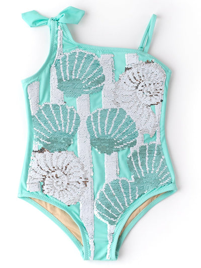 Mint Shells Flip Sequin Swimsuit
