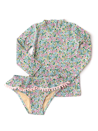 Ditsy Floral Rashguard Two Piece Swimsuit
