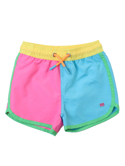 Dolphin Hem Swim Trunks - Neon Color Block