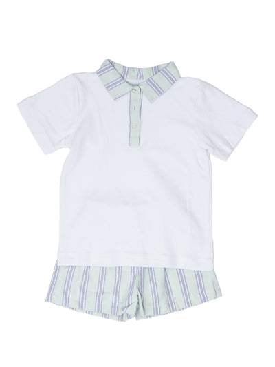 Easton Shorts Set - Green & Blue Stripe