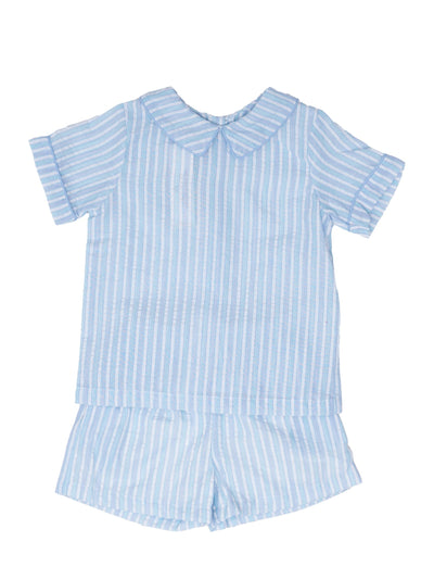 Liam Shorts Set - Blue & Green Stripe