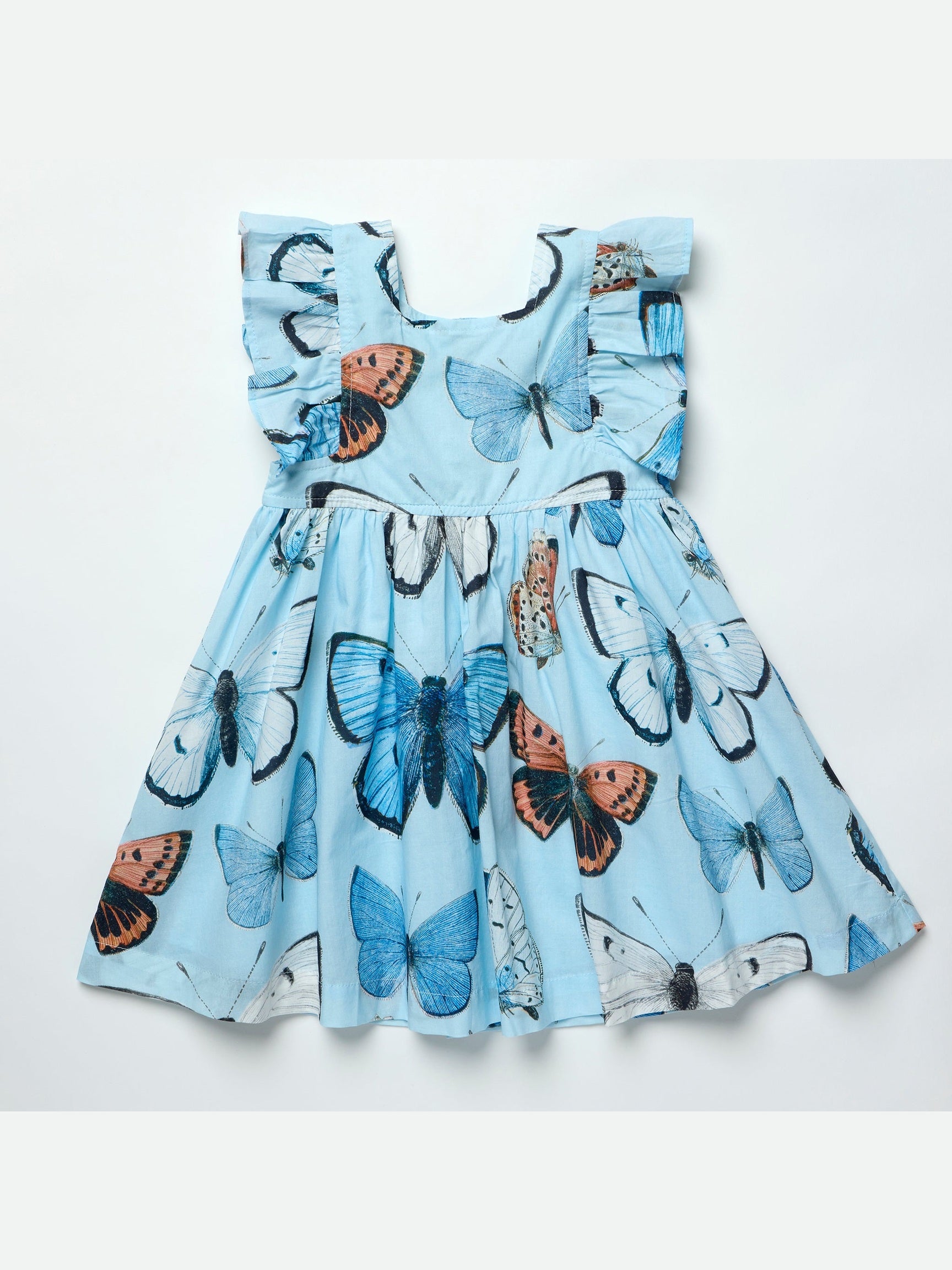 Elsie Dress - Blue Vintage Butterflies - Posh Tots Children's Boutique