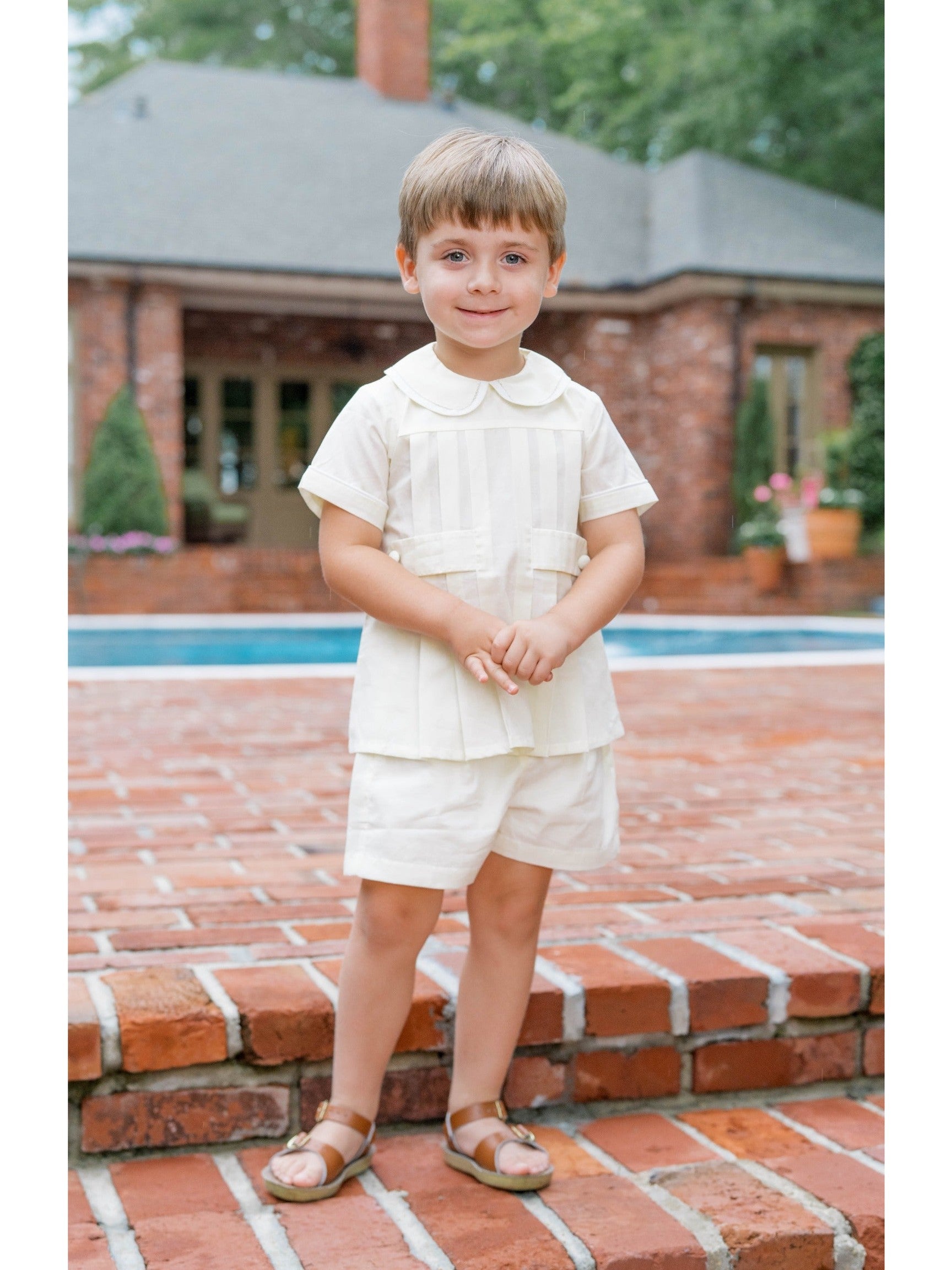 Andrew Short Set - Blessings Yellow Batiste - Posh Tots Children's Boutique