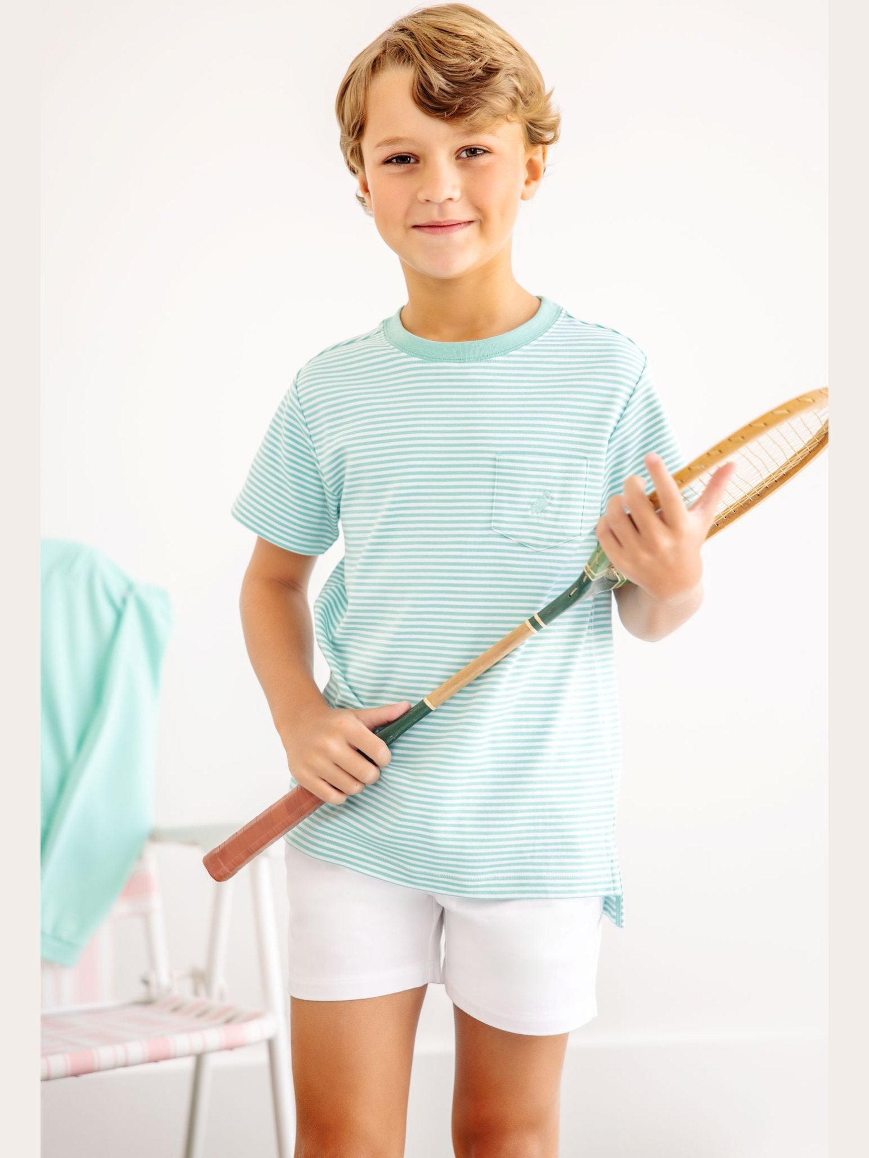 Carter Crewneck - Turks Teal Stripe