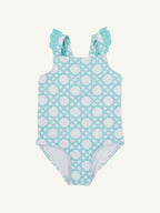 Long Bay Bathing Suit - Catamaran Cane/Edisto Egg Blue