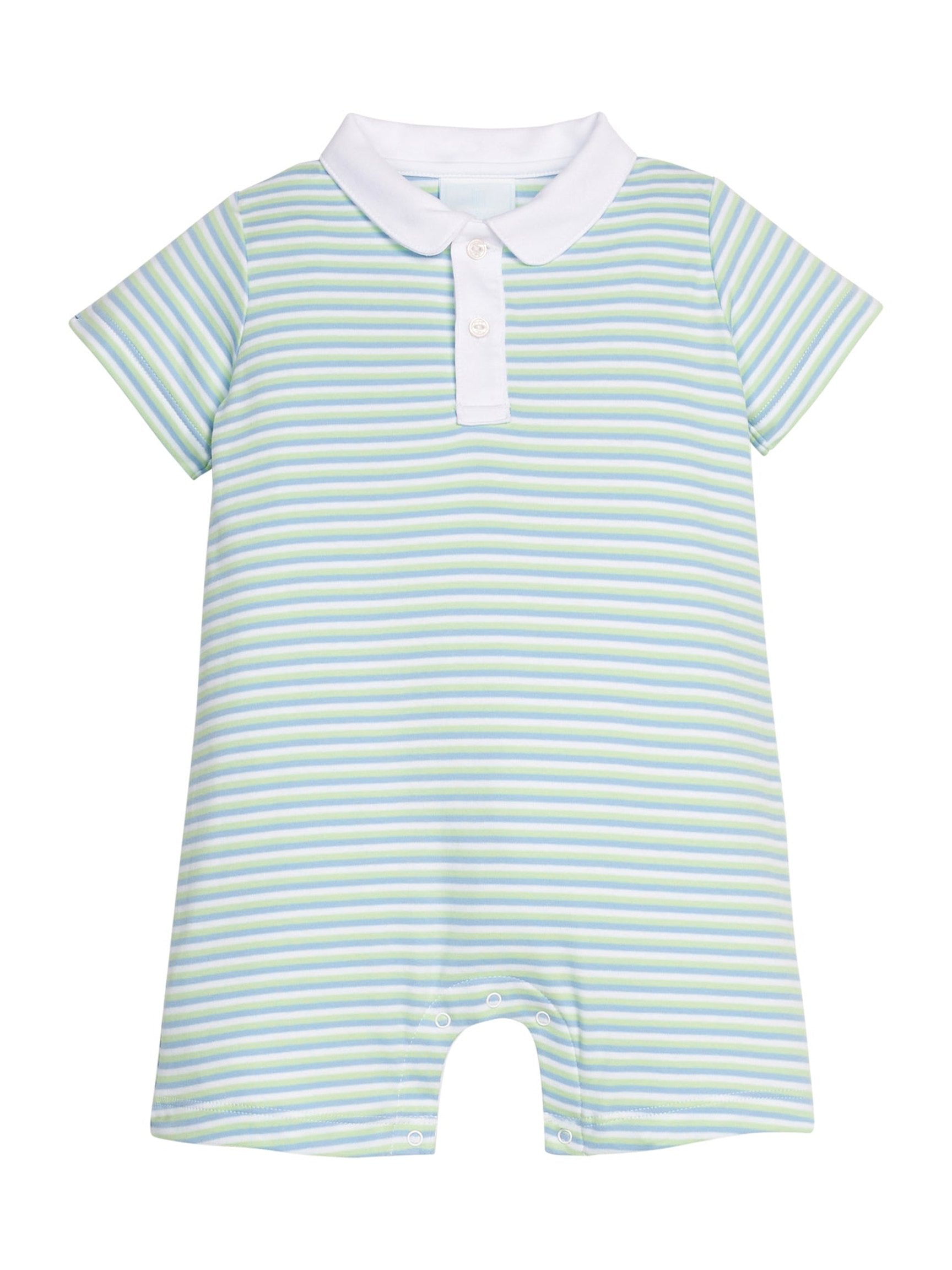 Peter Pan Polo Romper - Greenview Stripe