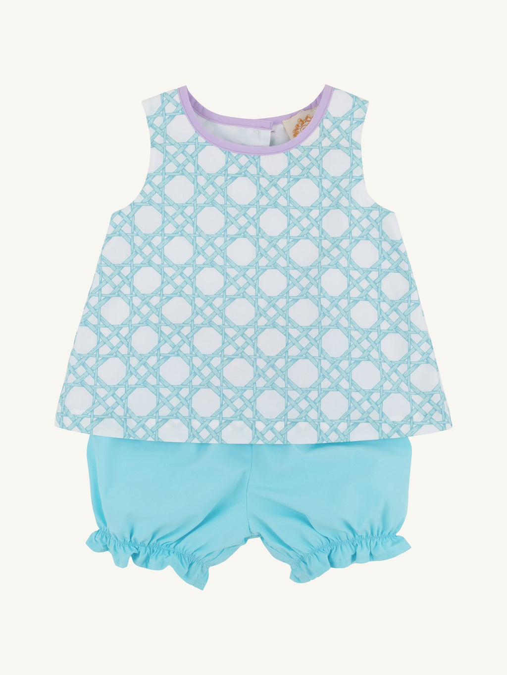 Lucy Boone Button Bloomer Set - Catamaran Cane/Edisto Egg Blue