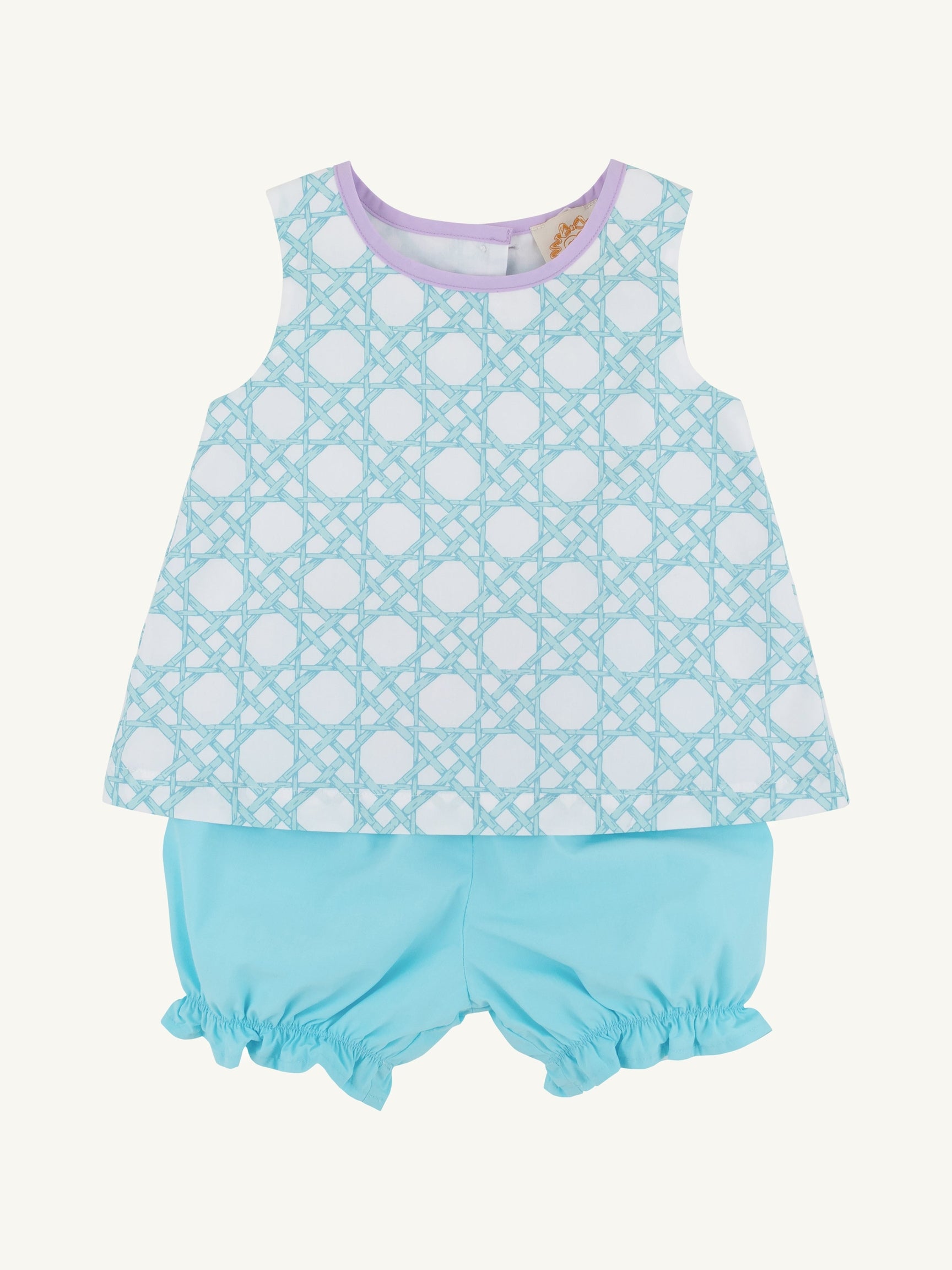 Lucy Boone Button Bloomer Set - Catamaran Cane/Edisto Egg Blue