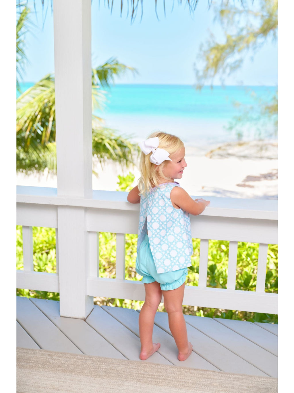 Lucy Boone Button Bloomer Set - Catamaran Cane/Edisto Egg Blue