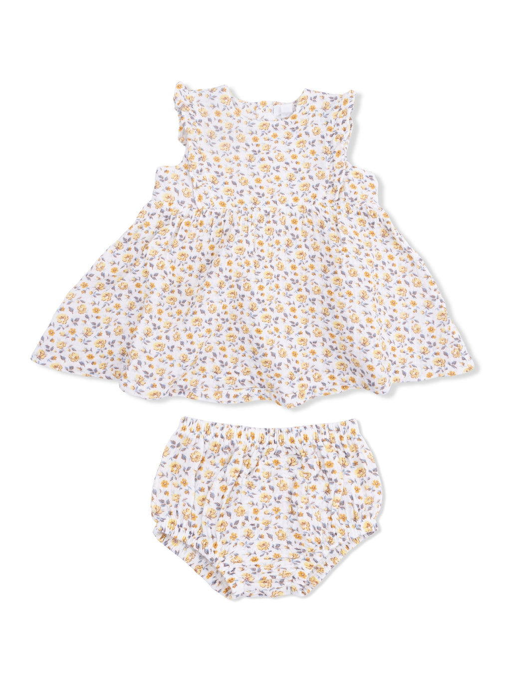 Ruffle Dress & Bloomer - Yellow Country Roses