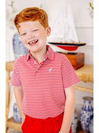 Prim & Proper Polo - Sumner County Stripe Richmond Red