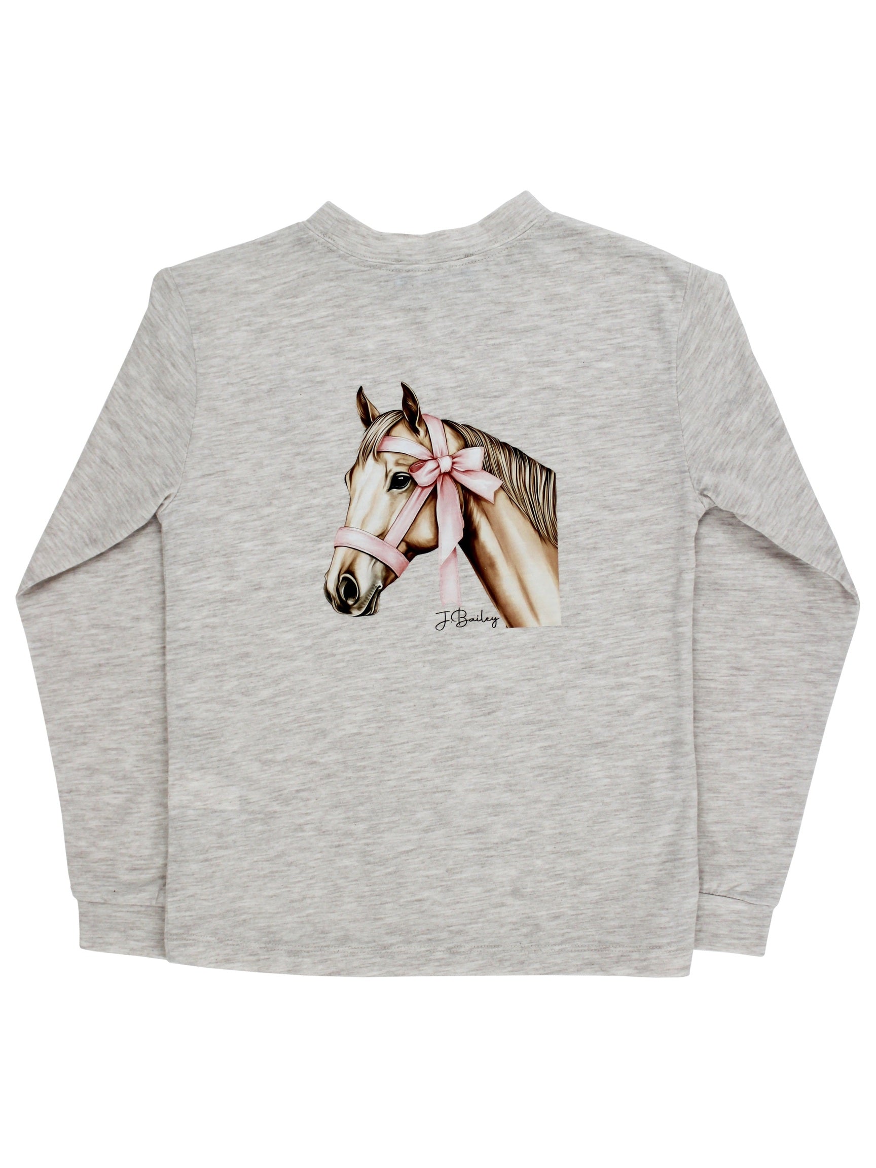 L/S Girls Logo Tee – Horse/Oatmeal