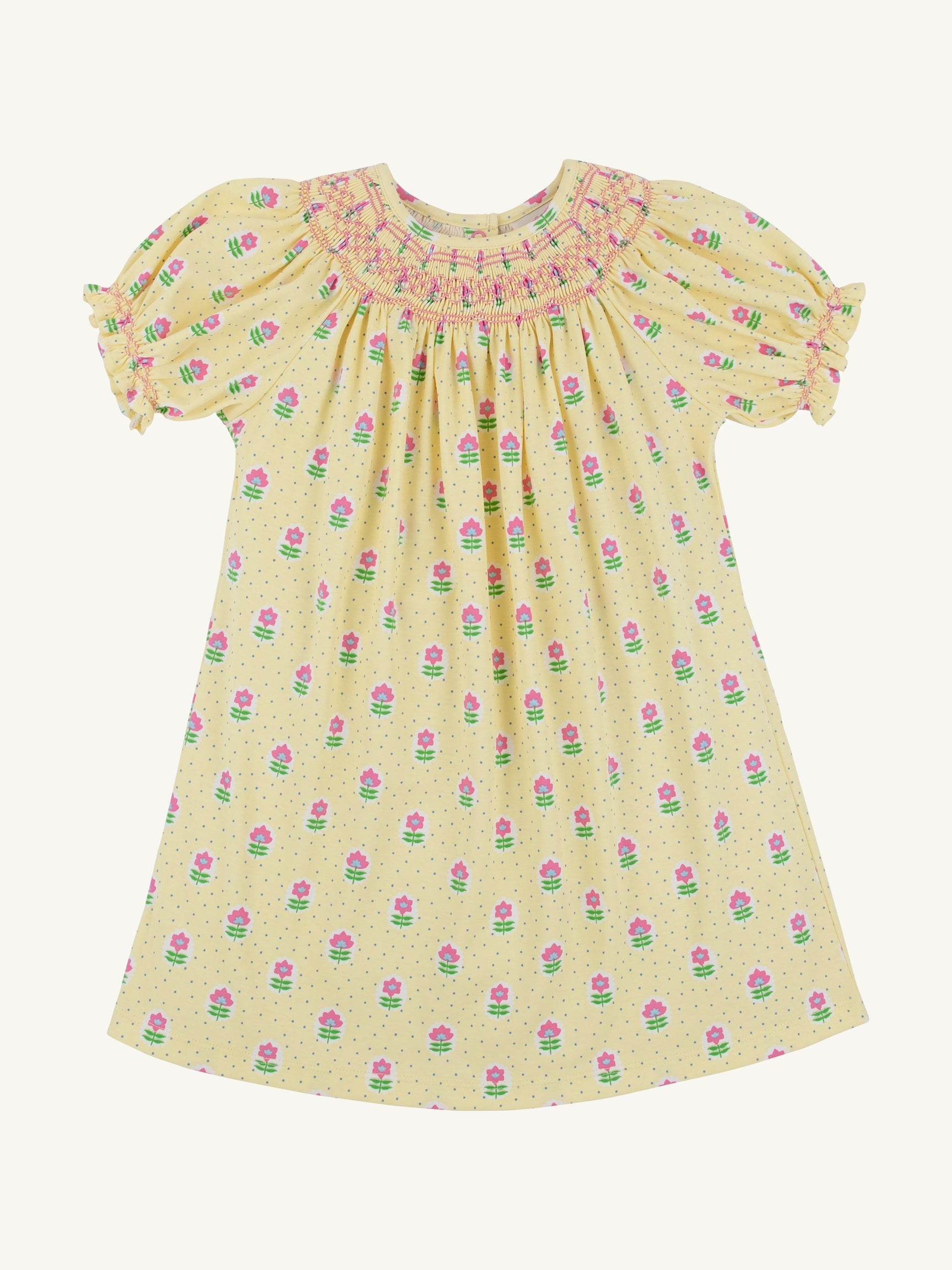 Sandy Smocked Pima Dress - Fairway Floral