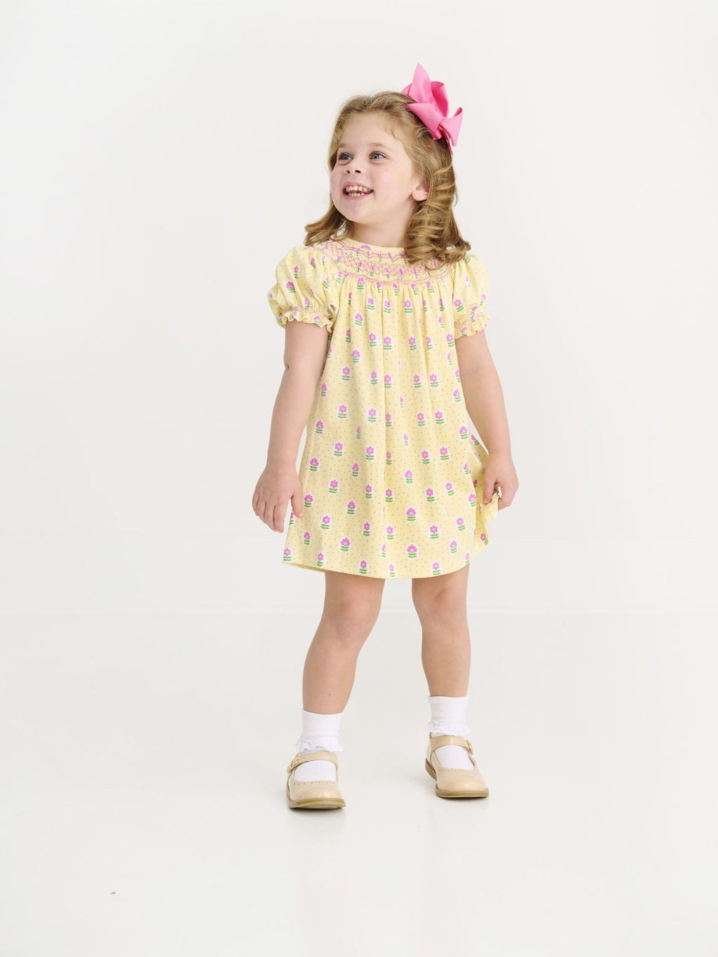 Sandy Smocked Pima Dress - Fairway Floral