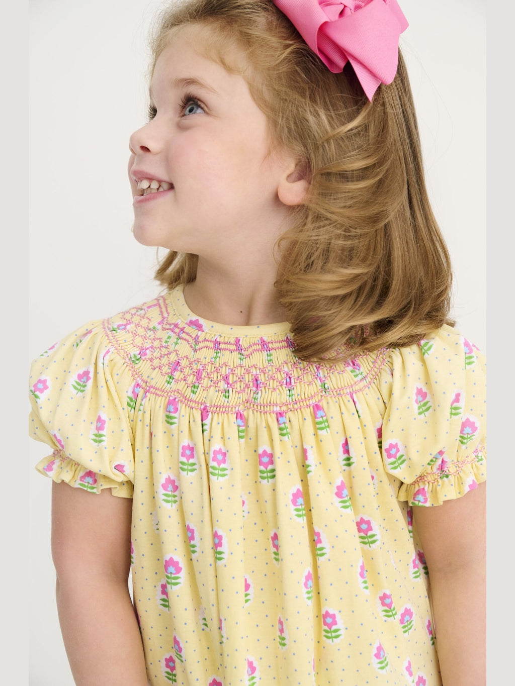 Sandy Smocked Pima Dress - Fairway Floral