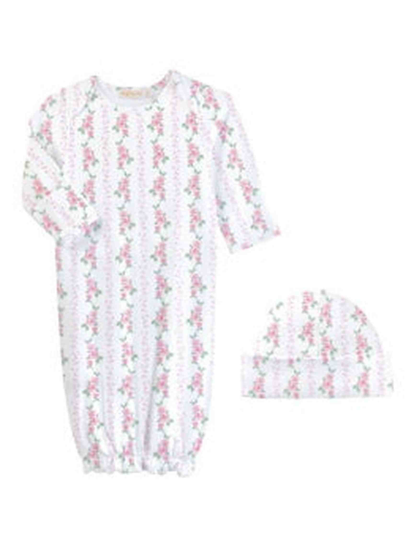 Printed Gown & Hat Set - Soft Roses
