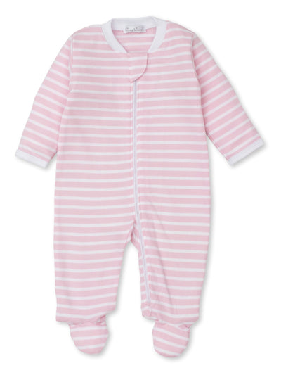 Team Stripes Zip Footie - Pink