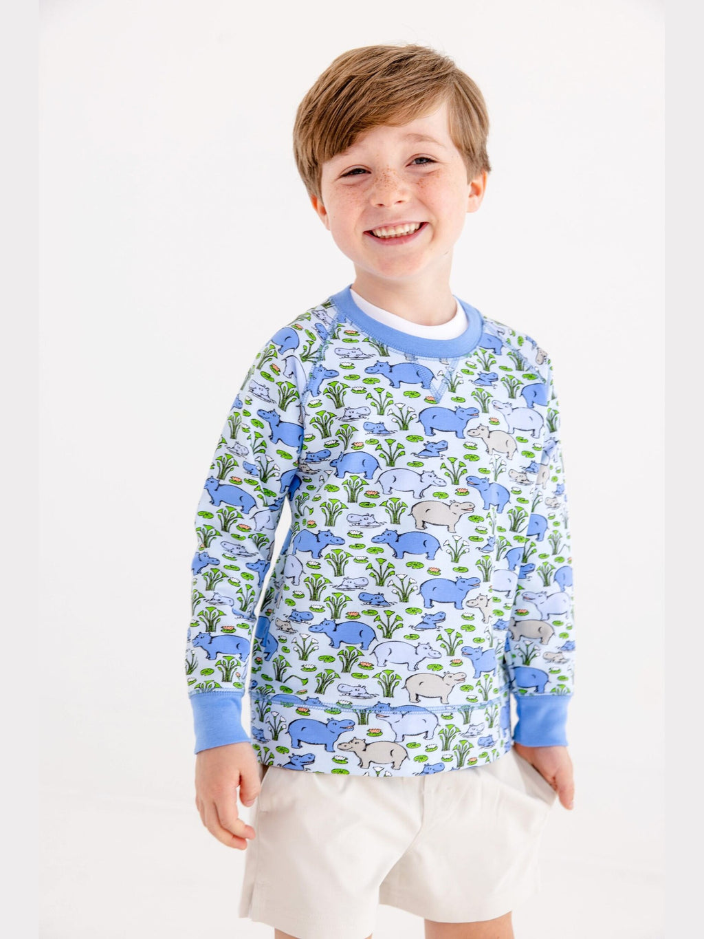 Cassidy Comfy Crewneck - Bal Harbour Hippo