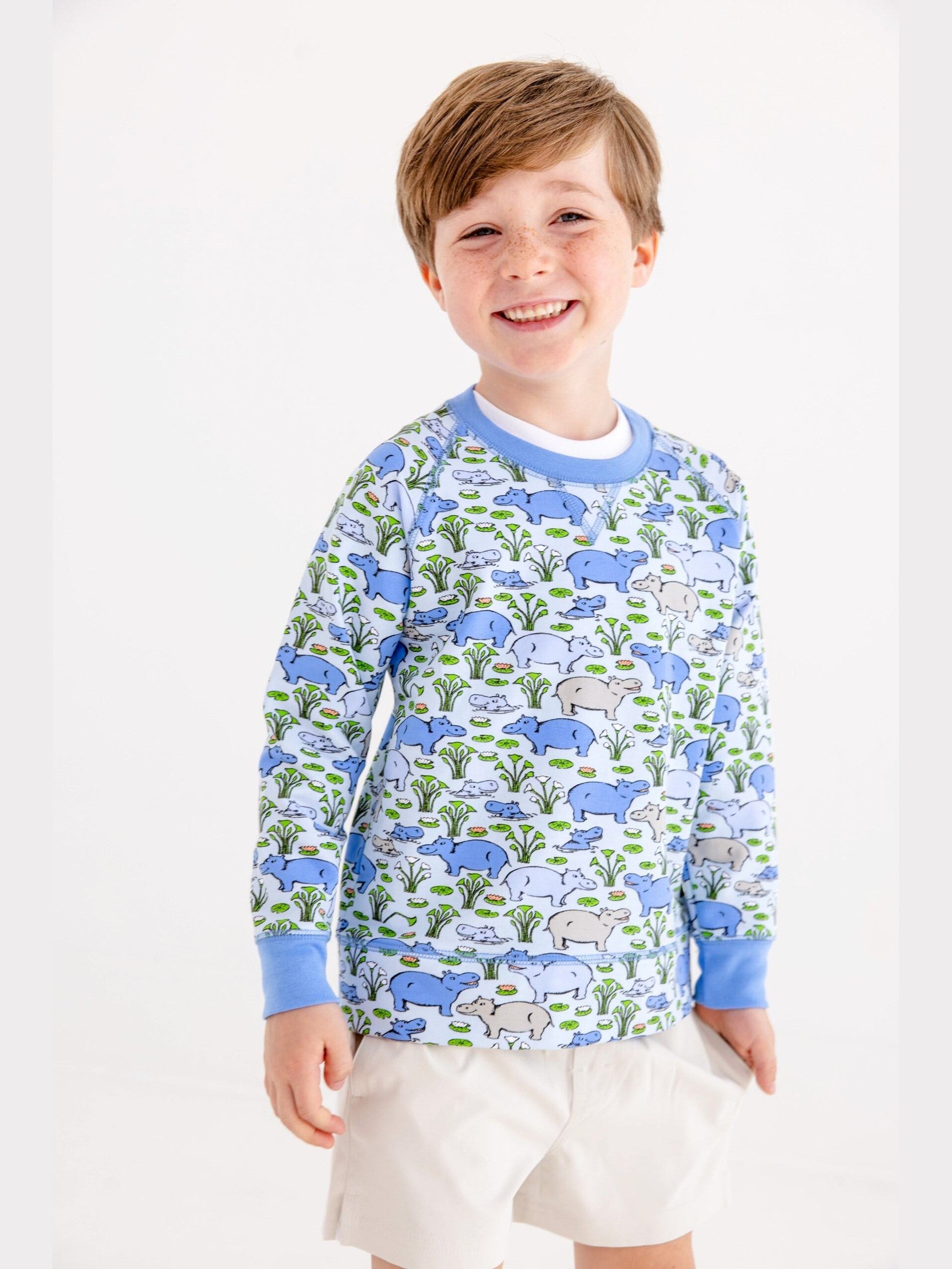 Cassidy Comfy Crewneck - Bal Harbour Hippo