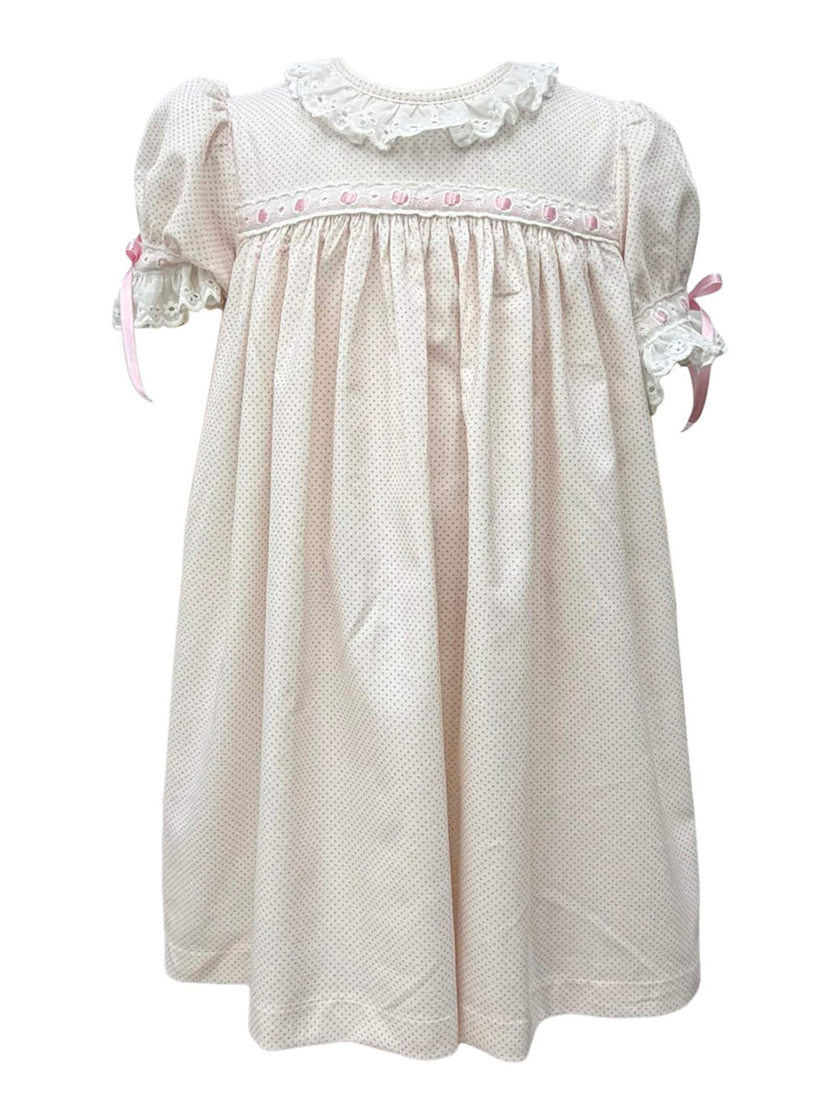 Margaret Dress - Pink Bitty Dot Corduroy W/ Satin