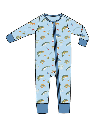 PRE-ORDER 2 Way Zipper Romper- Fishing