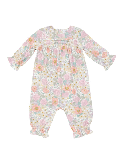 PRE-ORDER Smocked Romper-Peonies & Roses